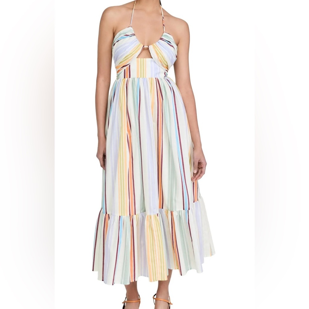Alemais Axum tuck front midi dress in stripe